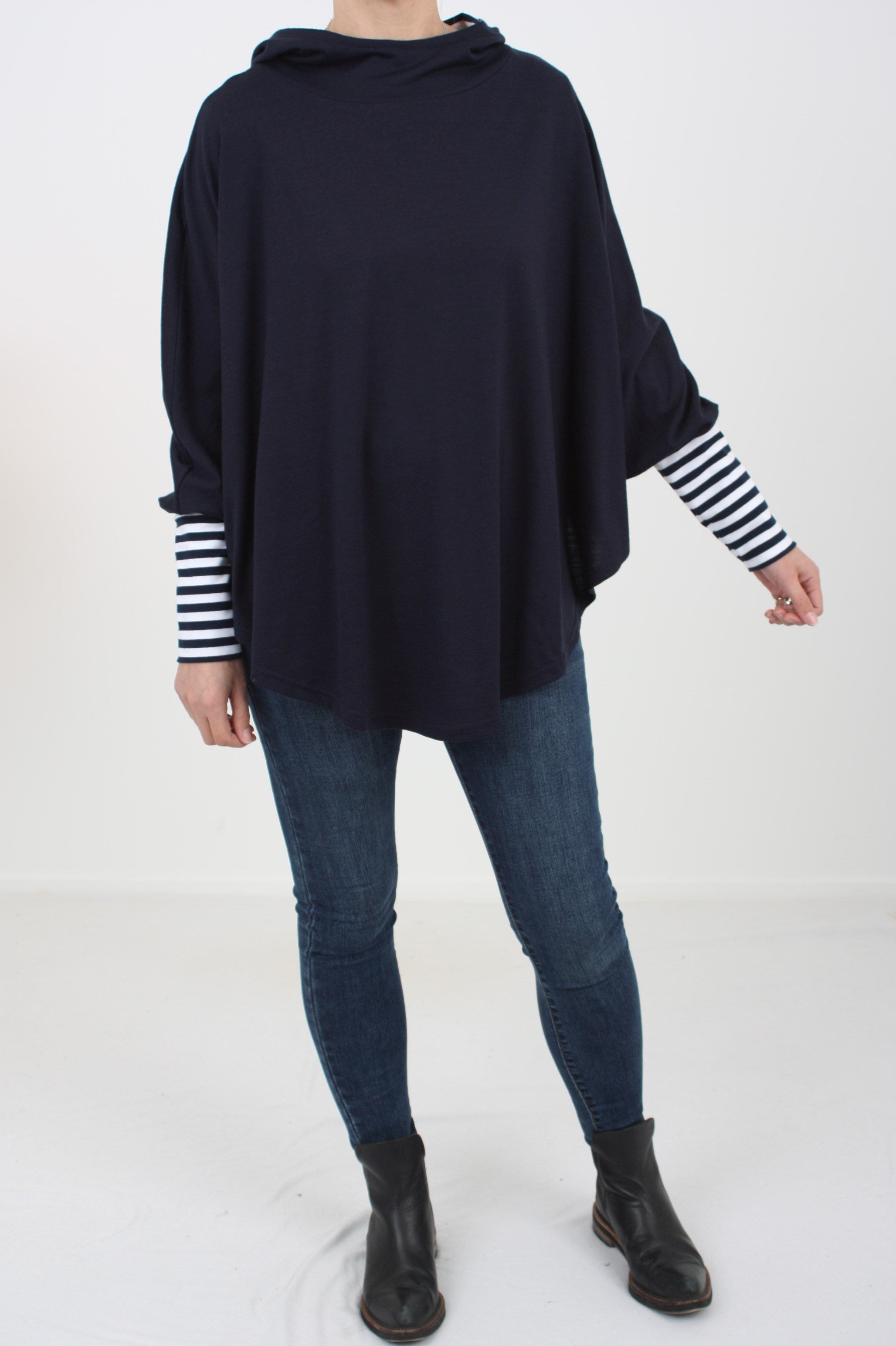 Hooded Poncho - Grey Merino - Grey trims - Pre-Order