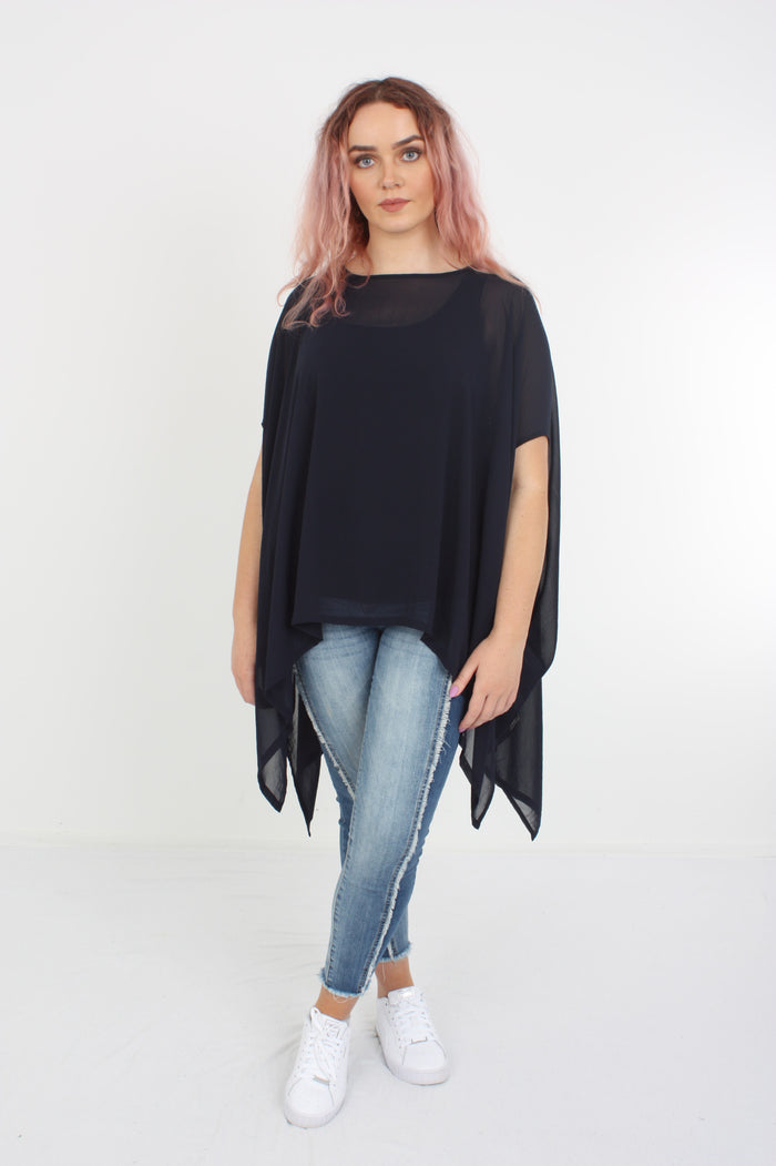 Drape Top - Navy - Pre Order