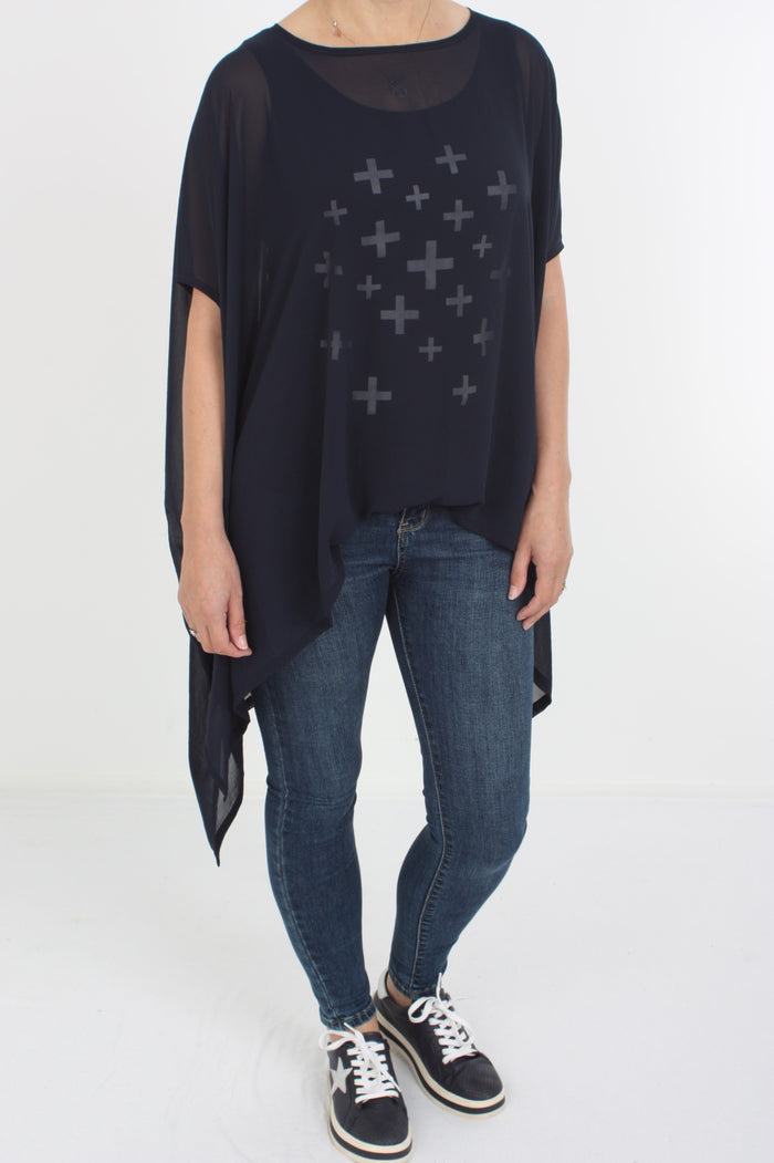 Drape Top - Navy - Pre Order