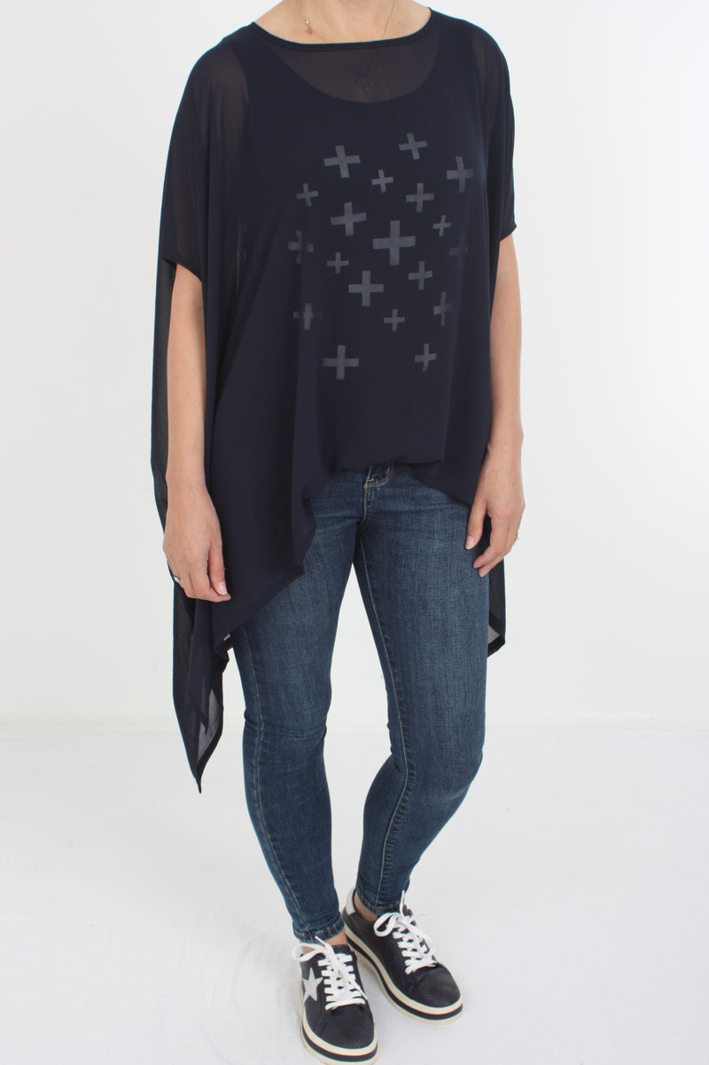 Drape Top - Navy - Pre Order