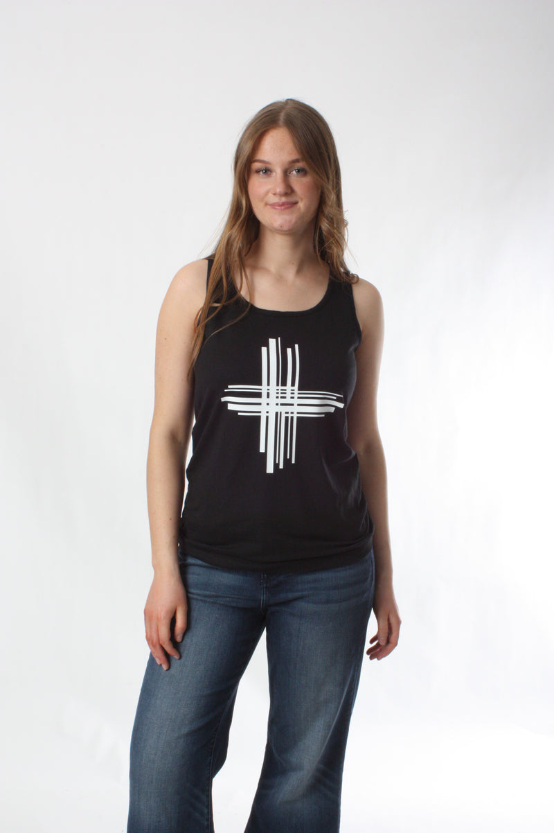 Singlet with lines cross Print - Pre Order