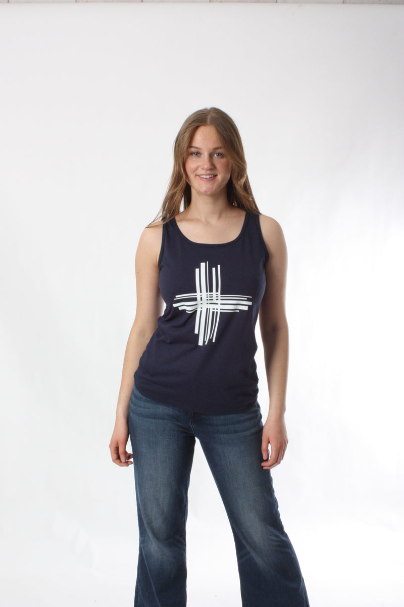 Singlet with lines cross Print - Pre Order