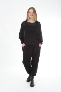 Alexa Top - Reversible Black/Navy - Black Cuffs