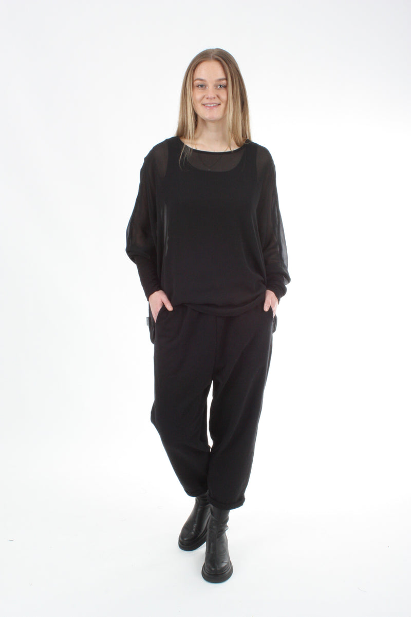 Alexa Top - Reversible Black/Navy - Black Cuffs