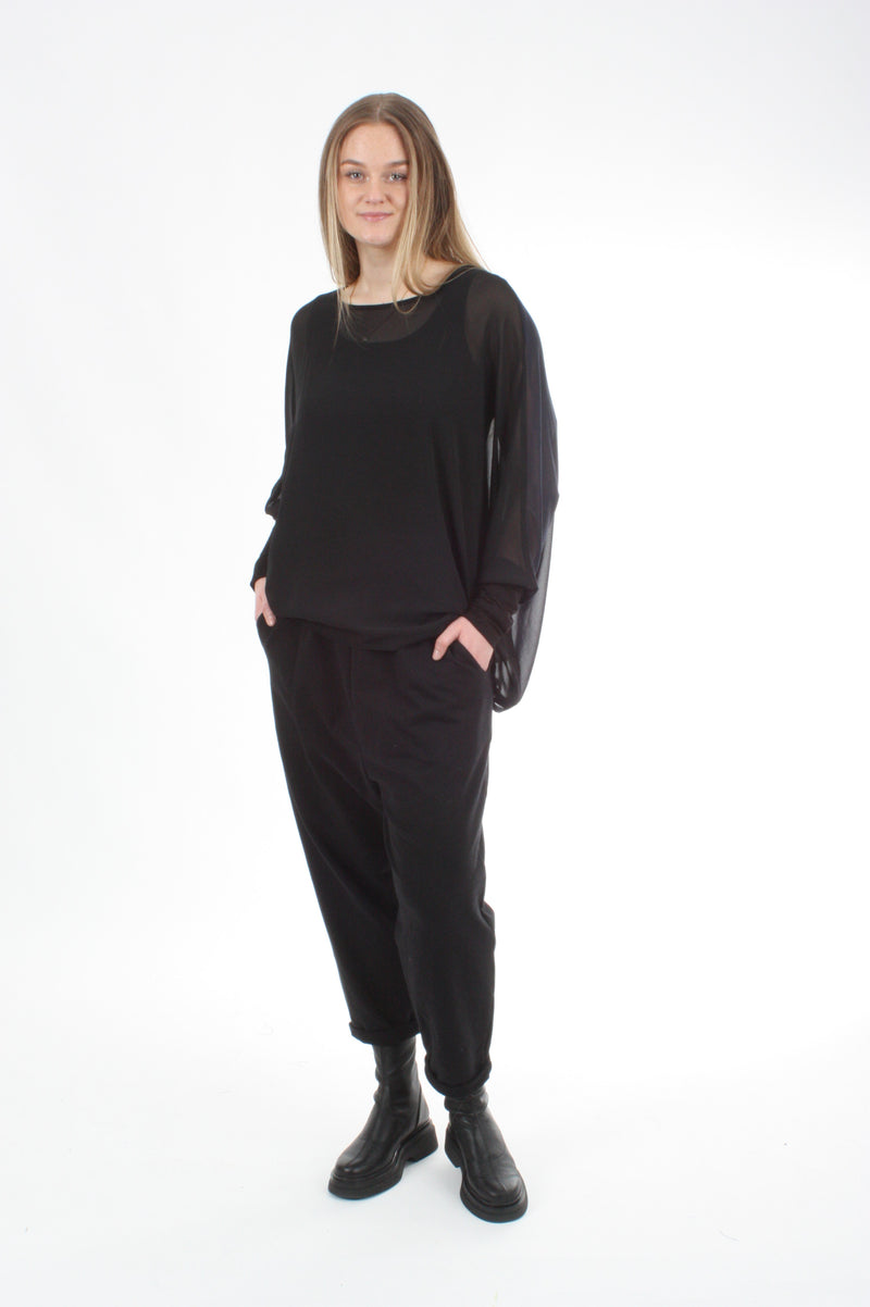 Alexa Top - Reversible Black/Navy - Black Cuffs