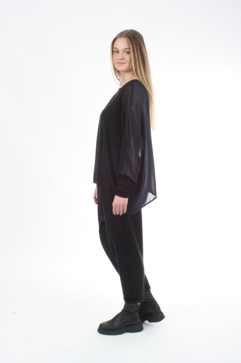Alexa Top - Reversible Black/Navy - Black Cuffs