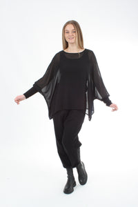 Alexa Top - Reversible Black/Navy - Black Cuffs