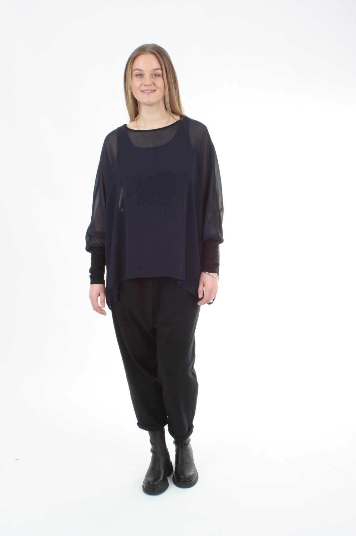 Alexa Top - Reversible Black/Navy - Black Cuffs