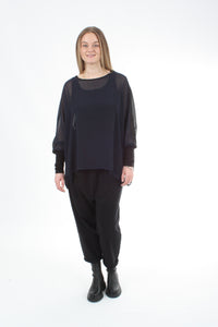 Alexa Top - Reversible Black/Navy - Black Cuffs