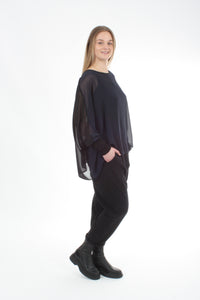 Alexa Top - Reversible Black/Navy - Black Cuffs