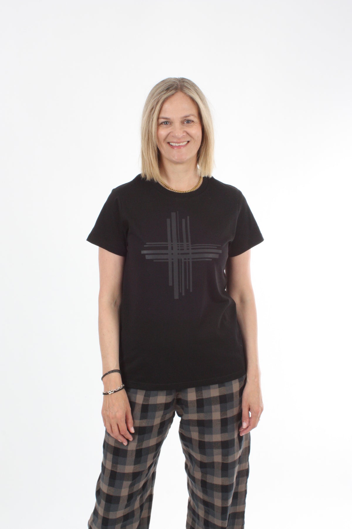 Tee Shirt -  Black with Black lines Cross - Pre Order