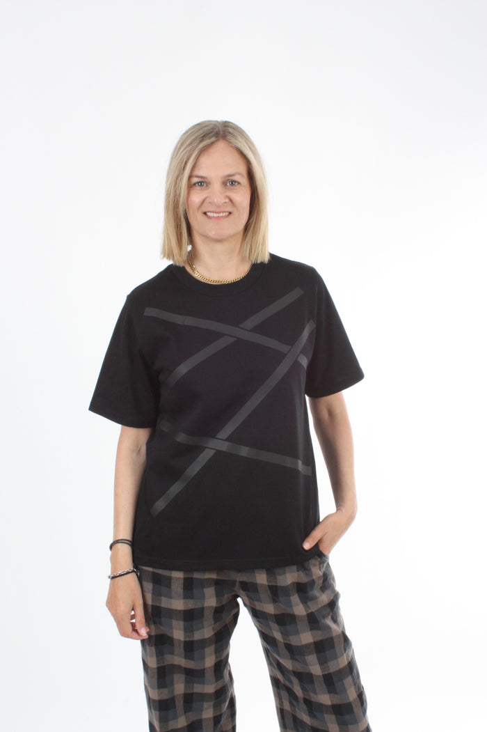 Tee Shirt - Black with Black Line Print