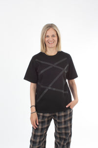 Tee Shirt - Black with Black Line Print