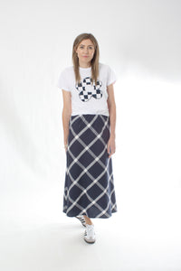 Bias Skirt - Navy and White Print