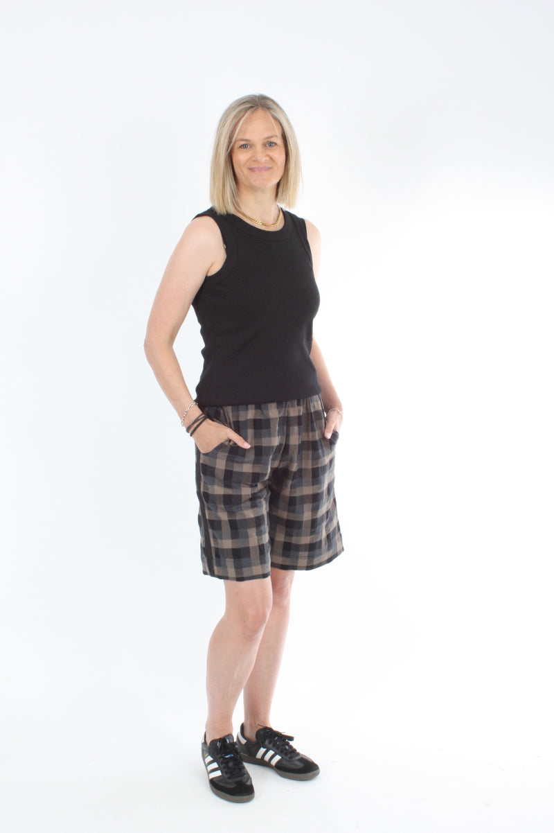 Crissy Shorts - Mocha Check and Black