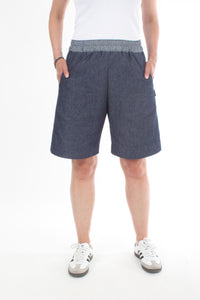 Crissy Shorts - Denim with Chambray Denim Stripe and Waist Band