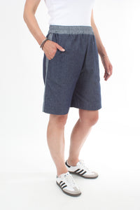 Crissy Shorts - Denim with Chambray Denim Stripe and Waist Band