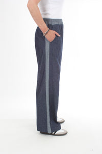 Olivia Pants - Denim with Chambray Denim Stripe and Waist Band