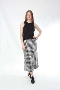 Bias Skirt - Black and White Print