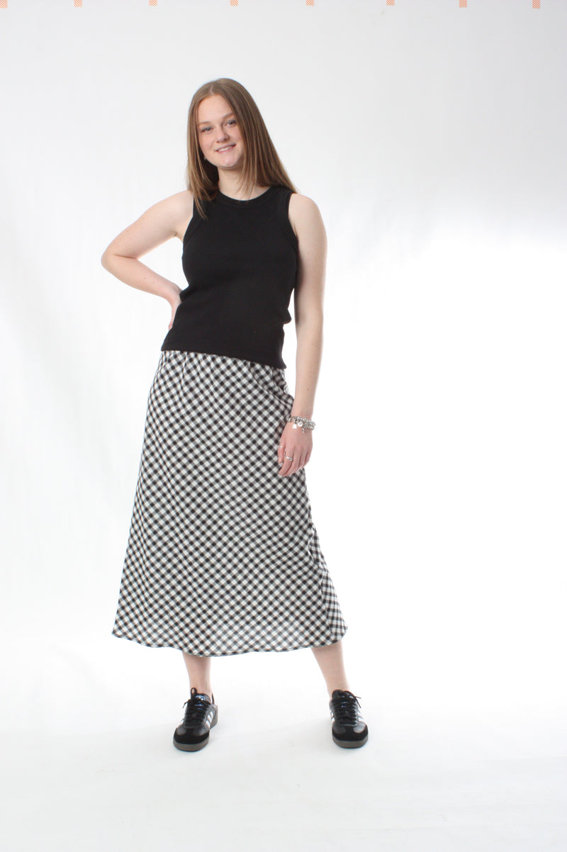 Bias Skirt - Black and White Print