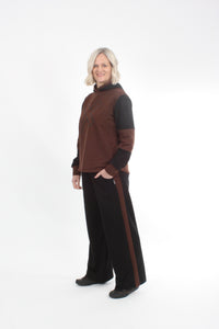 Olivia Sweat Pants - Black with Chocolate Stripe - Pre Order