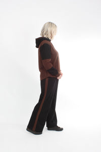Olivia Sweat Pants - Black with Chocolate Stripe - Pre Order