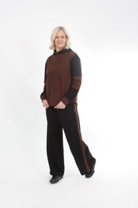 Olivia Sweat Pants - Black with Chocolate Stripe - Pre Order