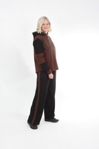 Olivia Sweat Pants - Black with Chocolate Stripe - Pre Order