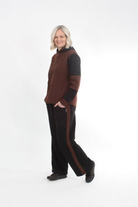 Olivia Sweat Pants - Black with Chocolate Stripe - Pre Order