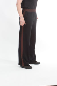 Olivia Sweat Pants - Black with Chocolate Stripe - Pre Order