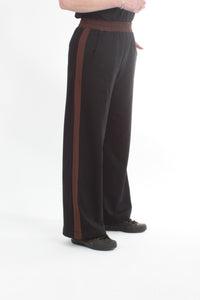 Olivia Sweat Pants - Black with Chocolate Stripe - Pre Order