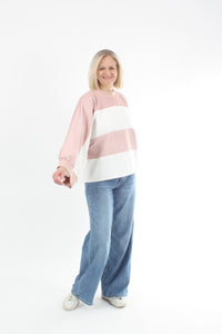 Sonia Top - Pink and White Corduroy - Pre Order