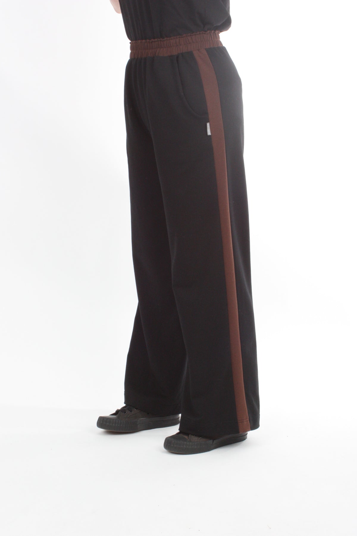 Olivia Sweat Pants - Black with Chocolate Stripe - Pre Order