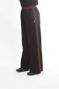 Olivia Sweat Pants - Black with Chocolate Stripe - Pre Order