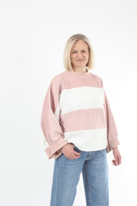 Sonia Top - Pink and White Corduroy - Pre Order