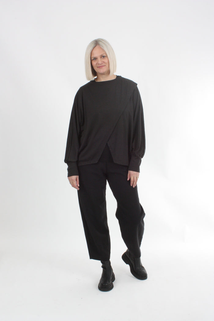 Cross Over Jumper square cut - Espresso Merino