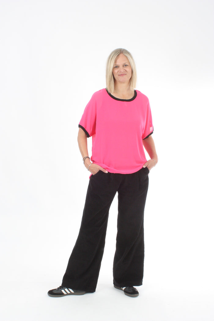 Zoey Top - Hot Pink black Trims