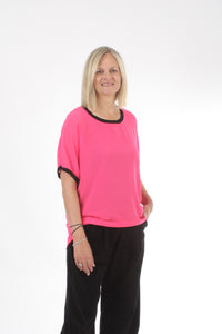 Zoey Top - Hot Pink black Trims