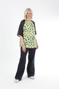 Emma Top - Navy lime floral