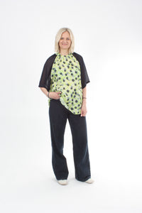 Emma Top - Navy lime floral