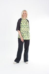 Emma Top - Navy lime floral