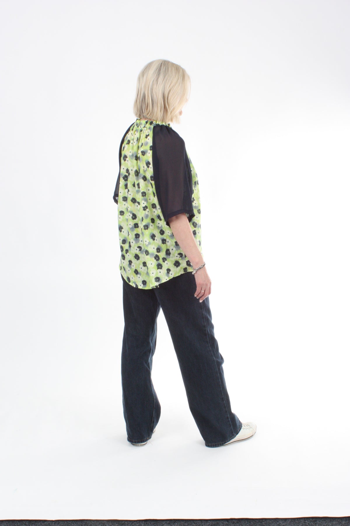 Emma Top - Navy lime floral