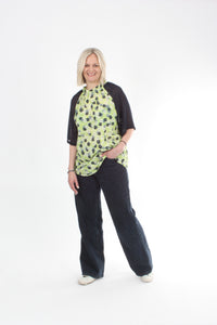 Emma Top - Navy lime floral