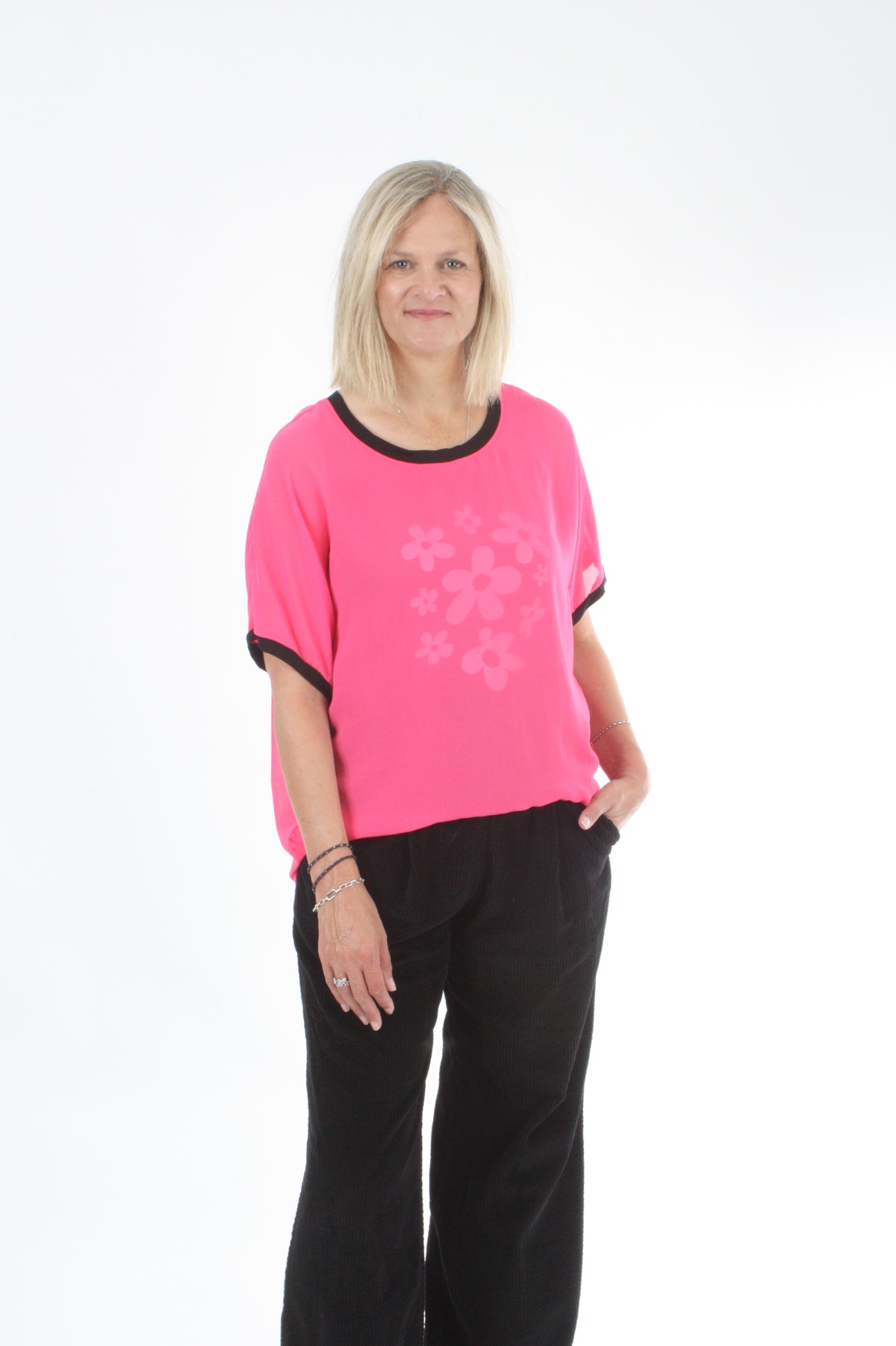 Zoey Top - Hot Pink black Trims