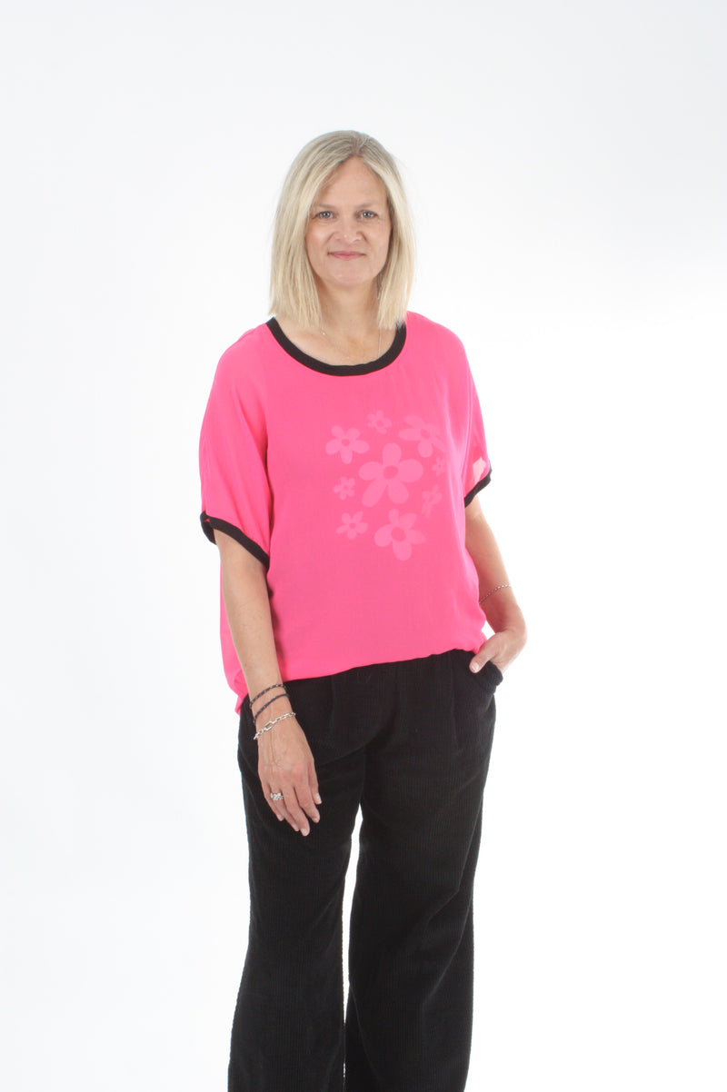 Zoey Top - Hot Pink black Trims