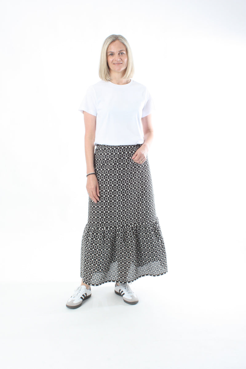Maxi Skirt - Black Embroidery