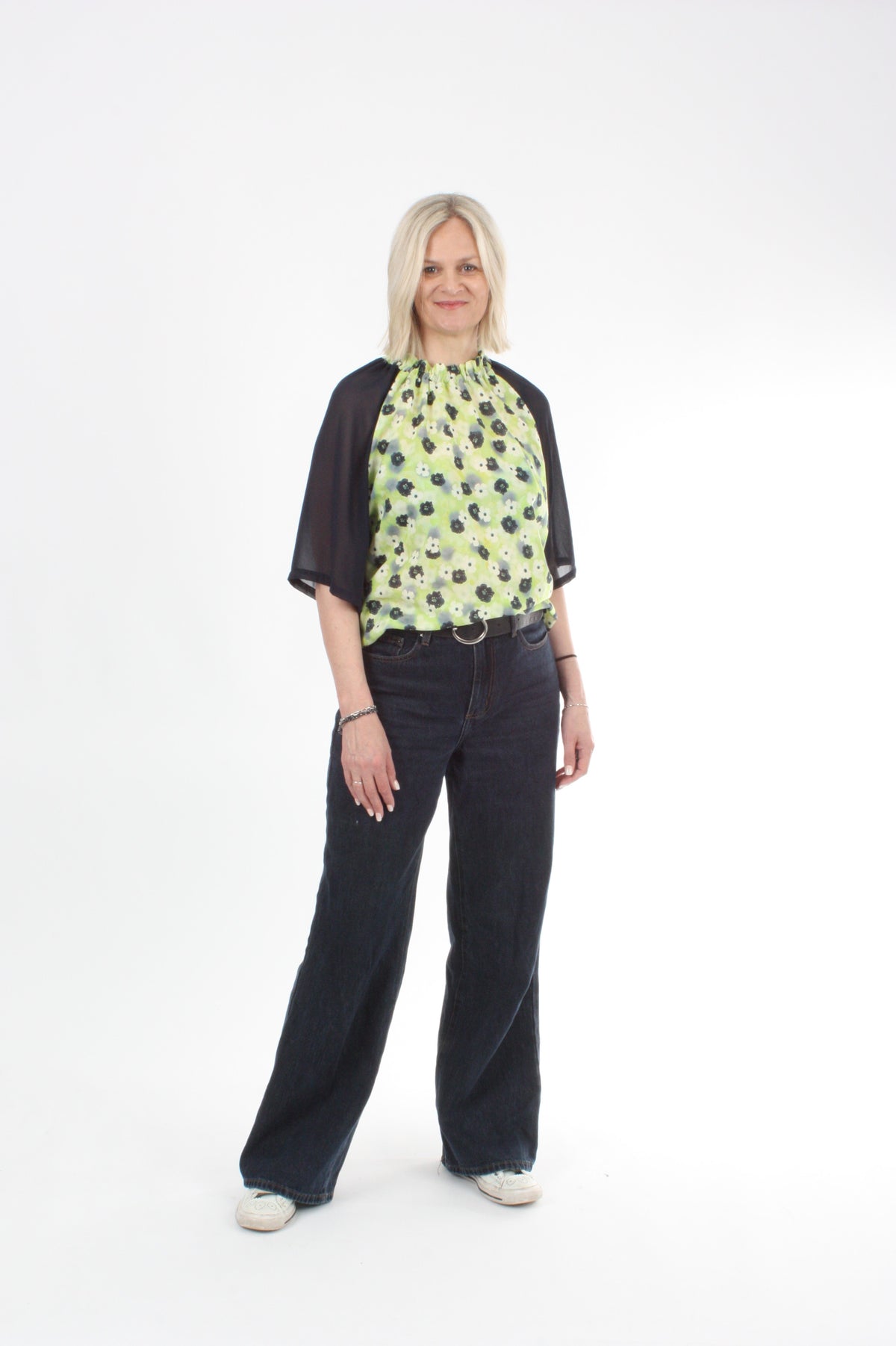 Emma Top - Navy lime floral