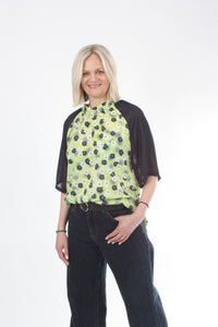 Emma Top - Navy lime floral