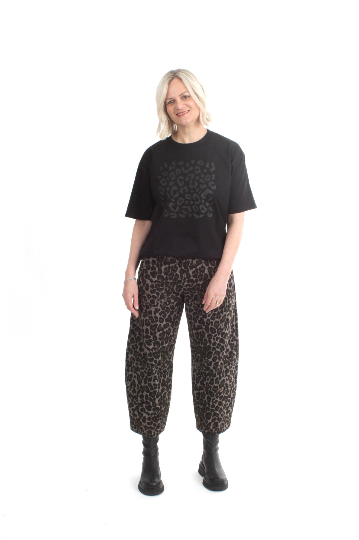Tee Shirt - Black Leopard Print - Pre Order