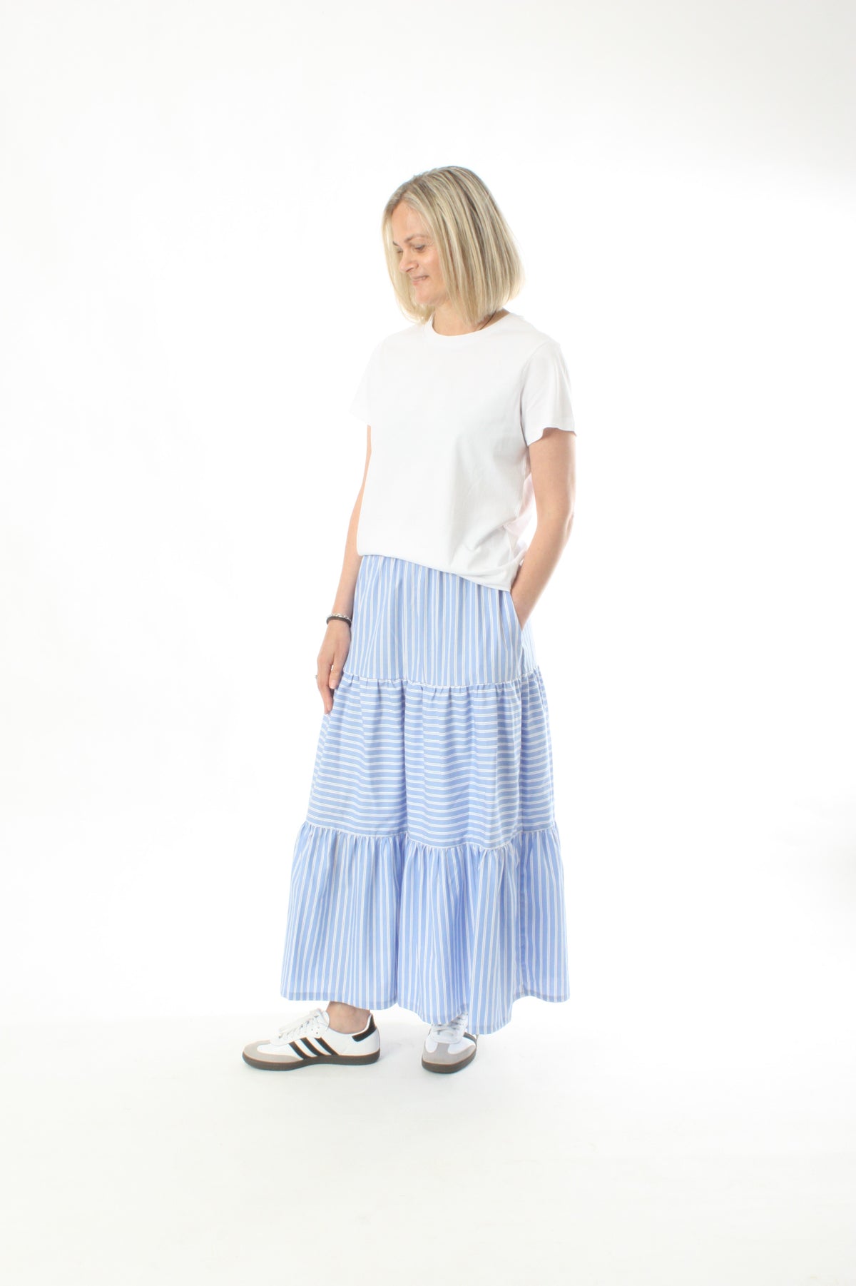 Rosie Skirt - Blue and White Stripe